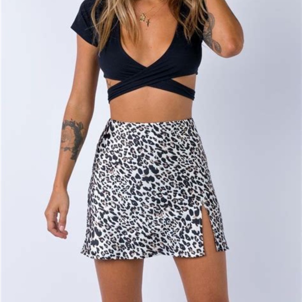 Princess Polly Yates Mini Skirt Leopard satin material